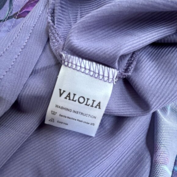 VALOLIA Womens 3/4 Sleeve Floral Tunic Tops 2XL V-Neck Double Layer Purple New - Picture 4 of 9